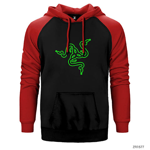 Razer Logo Çift Renk Reglan Kol Sweatshirt / Hoodie