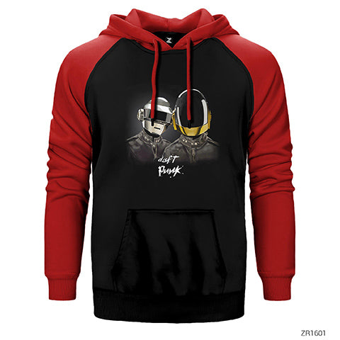 Daft Punk Çift Renk Reglan Kol Sweatshirt / Hoodie