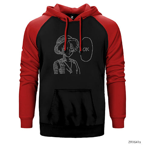 One Piece Luffy Ok Çift Renk Reglan Kol Sweatshirt / Hoodie
