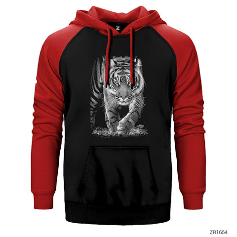 Kaplan Tiger Çift Renk Reglan Kol Sweatshirt / Hoodie