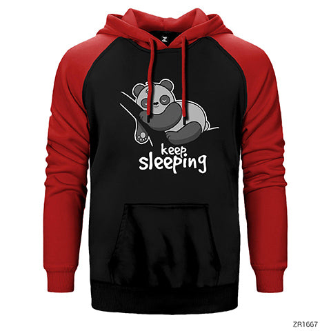 Panda Keep Sleeping Çift Renk Reglan Kol Sweatshirt / Hoodie