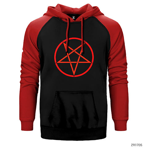 Pentagram Çift Renk Reglan Kol Sweatshirt / Hoodie