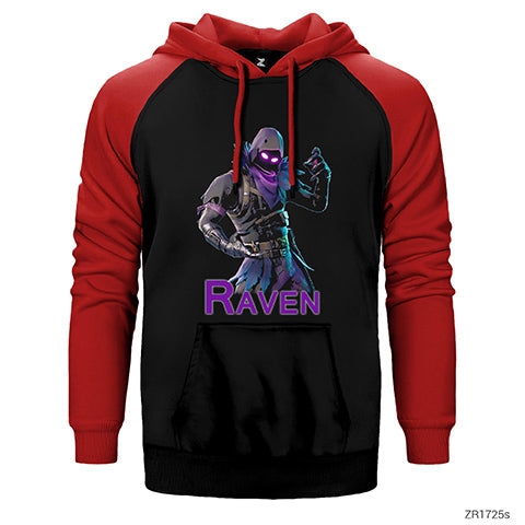 Fortnite Raven Çift Renk Reglan Kol Sweatshirt / Hoodie