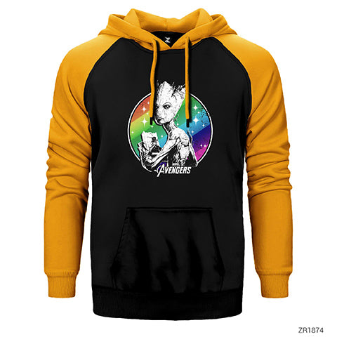 Avengers Groot Çift Renk Reglan Kol Sweatshirt / Hoodie