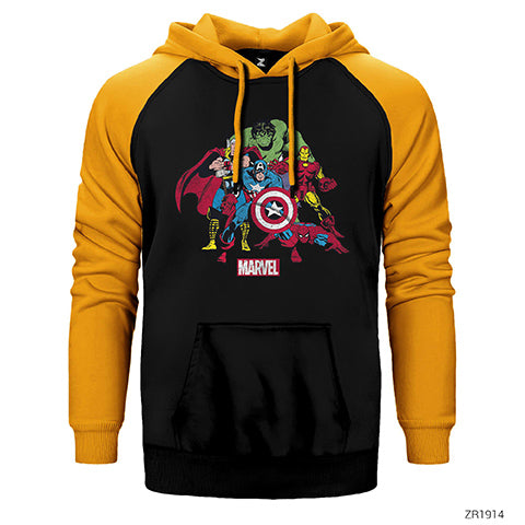 Marvel Comics Team Çift Renk Reglan Kol Sweatshirt / Hoodie