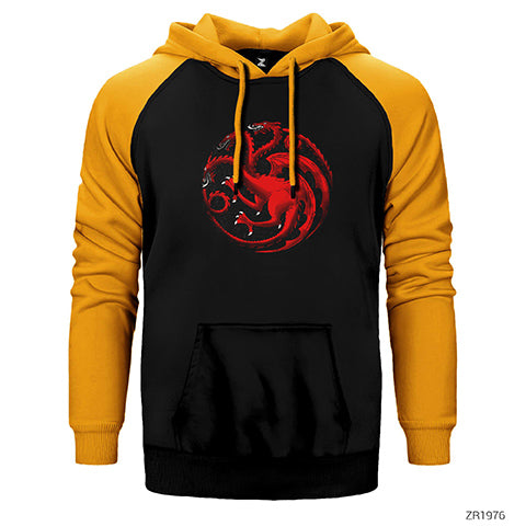Game of Thrones Targaryen Sigil Çift Renk Reglan Kol Sweatshirt / Hoodie