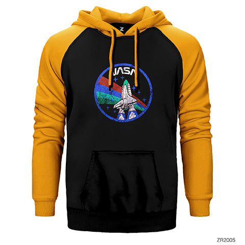 Nasa Vintage Logo Çift Renk Reglan Kol Sweatshirt / Hoodie