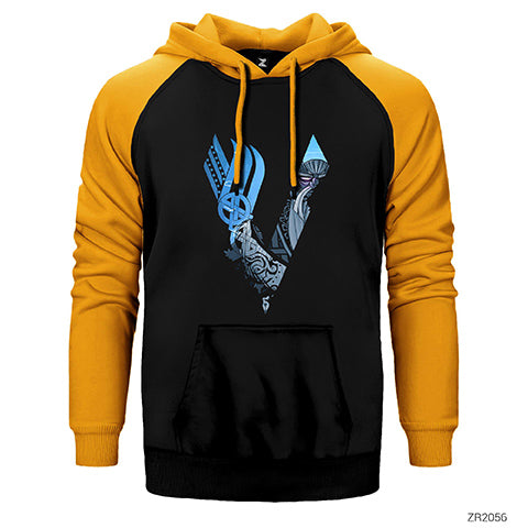 Vikings Odin Blue Çift Renk Reglan Kol Sweatshirt / Hoodie