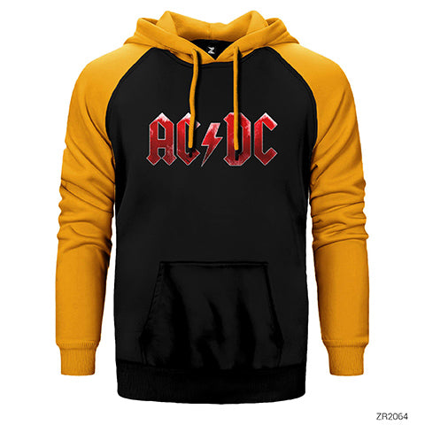 AC DC Distort Çift Renk Reglan Kol Sweatshirt / Hoodie
