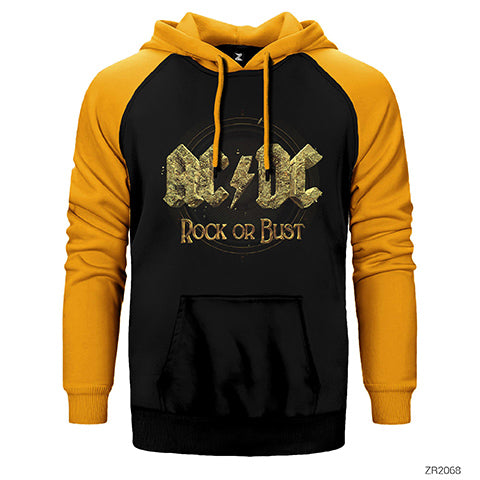 AC DC Rock or Bust Çift Renk Reglan Kol Sweatshirt / Hoodie
