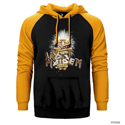Iron Maiden Skull Çift Renk Reglan Kol Sweatshirt / Hoodie