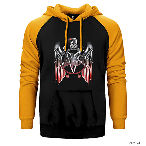 Slayer Metal Eagle Çift Renk Reglan Kol Sweatshirt / Hoodie