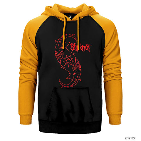 Slipknot Goat Logo Çift Renk Reglan Kol Sweatshirt / Hoodie
