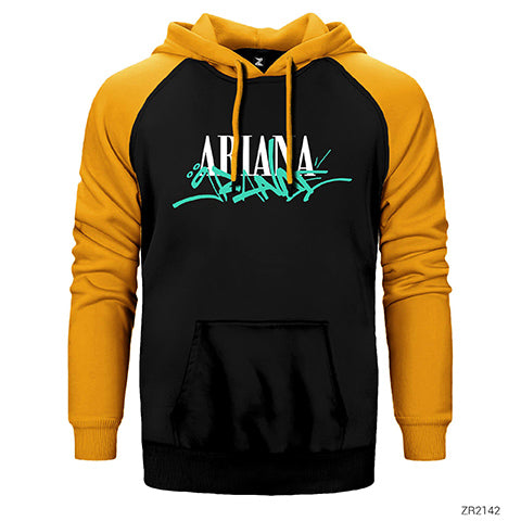 Ariana Grande Logo Çift Renk Reglan Kol Sweatshirt / Hoodie