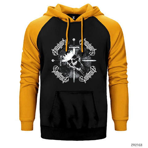 Ensiferum Skull Çift Renk Reglan Kol Sweatshirt / Hoodie