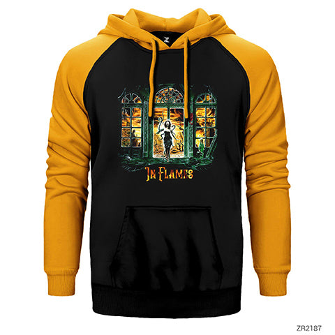 In Flames Witch Woman Çift Renk Reglan Kol Sweatshirt / Hoodie