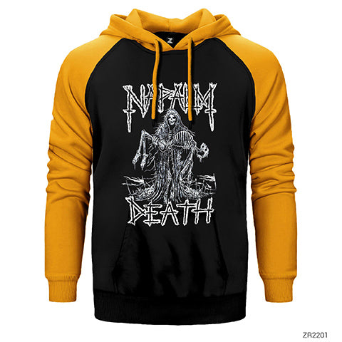 Napalm Death Skeleton Çift Renk Reglan Kol Sweatshirt / Hoodie