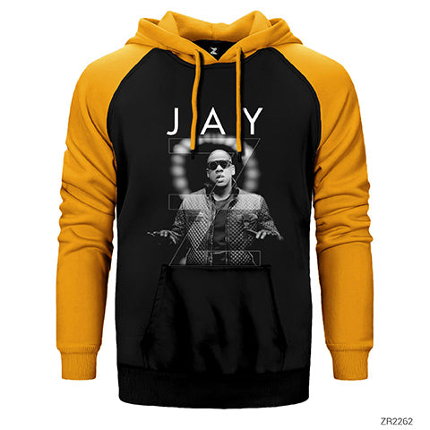 Jay-Z Text Çift Renk Reglan Kol Sweatshirt / Hoodie