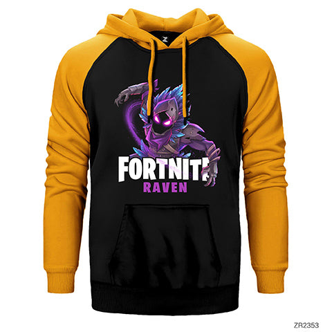 Fortnite Raven Çift Renk Reglan Kol Sweatshirt / Hoodie