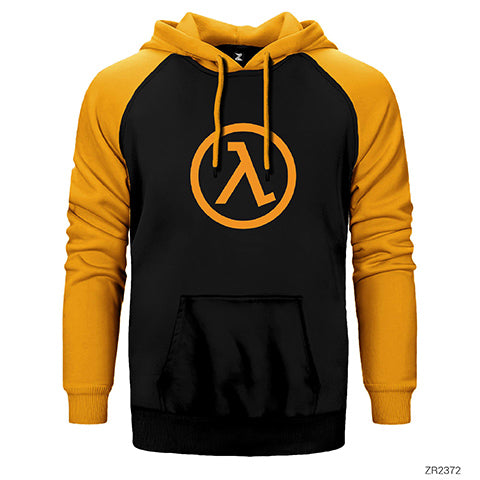 Half Life Logo Pocket Çift Renk Reglan Kol Sweatshirt / Hoodie