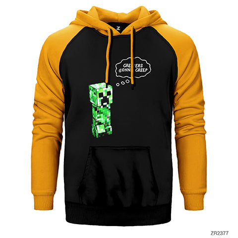 Minecraft Creepers Gonna Creep Çift Renk Reglan Kol Sweatshirt / Hoodie