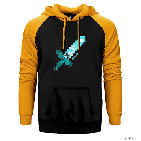 Minecraft Diamond Sword Çift Renk Reglan Kol Sweatshirt / Hoodie