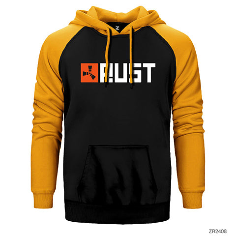 Rust Logo 1 Çift Renk Reglan Kol Sweatshirt / Hoodie
