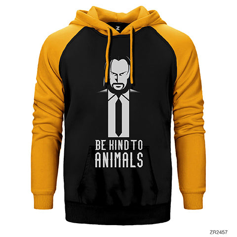 John Wick Be Kind Animals Çift Renk Reglan Kol Sweatshirt / Hoodie