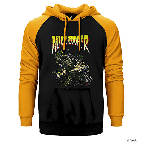 Alice Cooper Comic Çift Renk Reglan Kol Sweatshirt / Hoodie