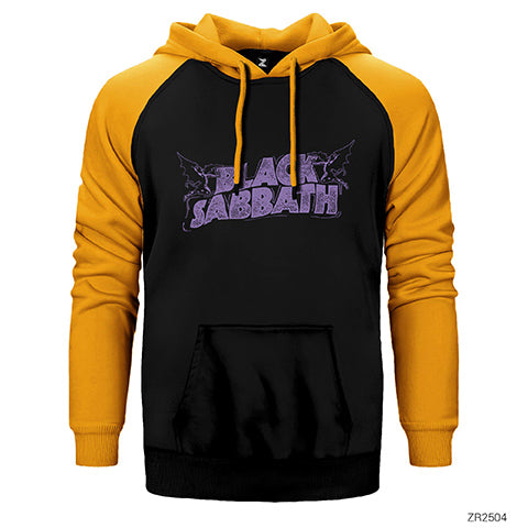 Black Sabbath Logo Çift Renk Reglan Kol Sweatshirt / Hoodie