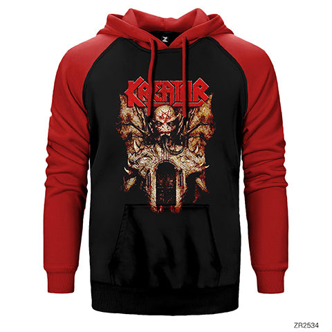 Kreator Devil Door Çift Renk Reglan Kol Sweatshirt / Hoodie