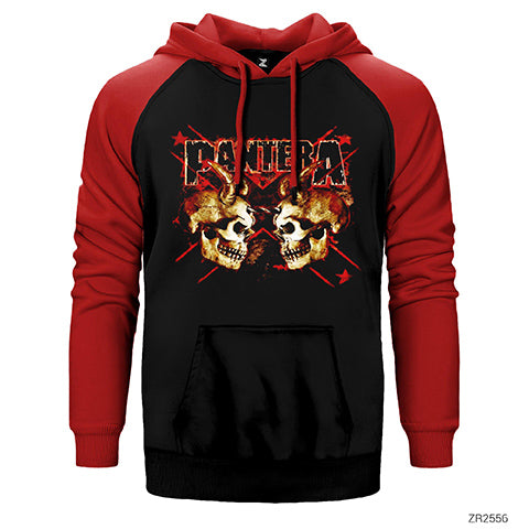 Pantera Skull Çift Renk Reglan Kol Sweatshirt / Hoodie
