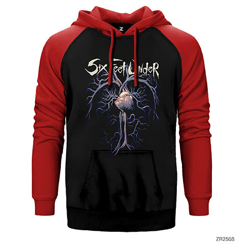 Six Feet Under Heart Çift Renk Reglan Kol Sweatshirt / Hoodie