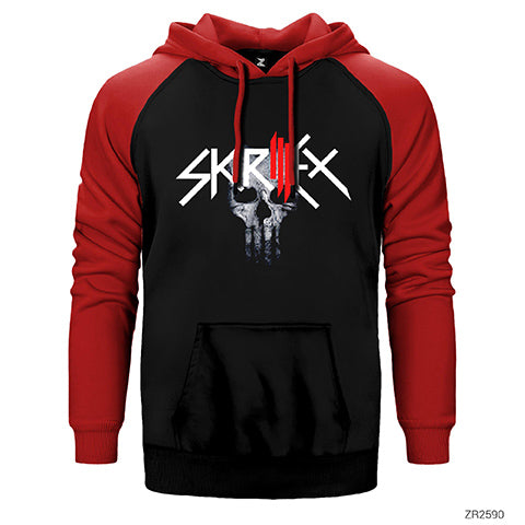 Skrillex Punisher Çift Renk Reglan Kol Sweatshirt / Hoodie