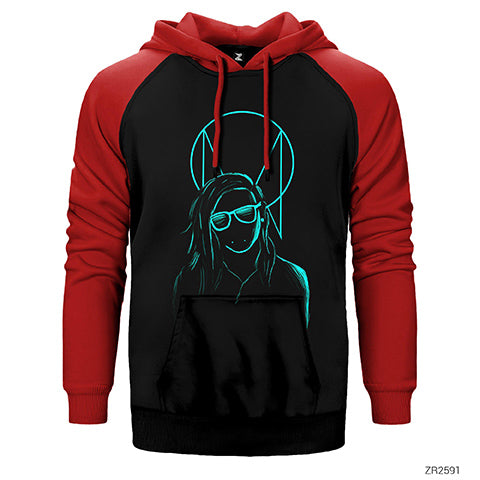 Skrillex Silliuette Çift Renk Reglan Kol Sweatshirt / Hoodie