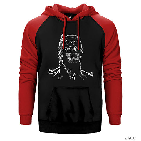 Batman Splash Face Çift Renk Reglan Kol Sweatshirt / Hoodie