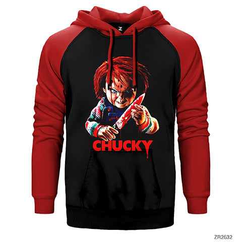 Chucky Murderer Çift Renk Reglan Kol Sweatshirt / Hoodie