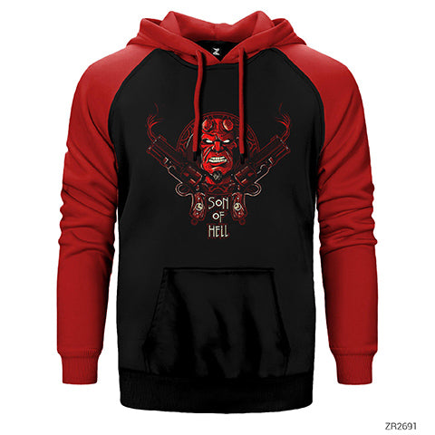 Hellboy Sons of Hell Çift Renk Reglan Kol Sweatshirt / Hoodie