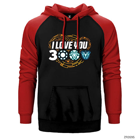 Iron Man I Love You 3000 2 Çift Renk Reglan Kol Sweatshirt / Hoodie