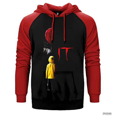 IT Child and Balloon Çift Renk Reglan Kol Sweatshirt / Hoodie
