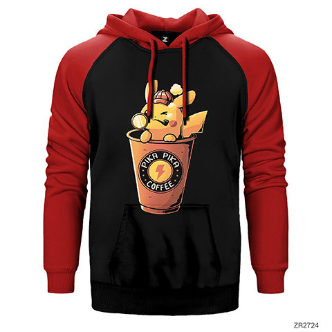 Pikachu Detective and Coffe Çift Renk Reglan Kol Sweatshirt / Hoodie
