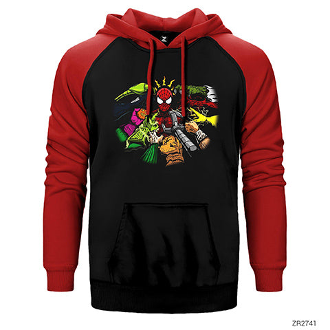 Spiderman And Enemies Çift Renk Reglan Kol Sweatshirt / Hoodie