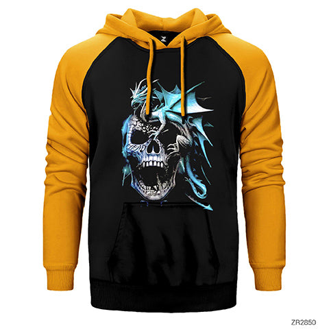 Skull and Drake Çift Renk Reglan Kol Sweatshirt / Hoodie