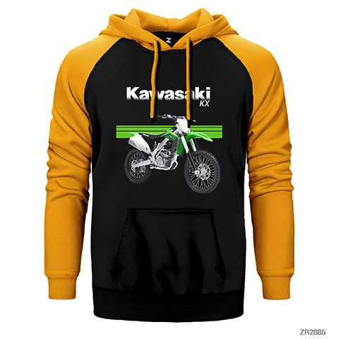 Kawasaki Cross KX 250F Çift Renk Reglan Kol Sweatshirt / Hoodie