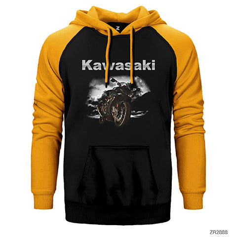 Kawasaki H2 Çift Renk Reglan Kol Sweatshirt / Hoodie