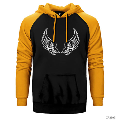 Motocycle Wings Çift Renk Reglan Kol Sweatshirt / Hoodie
