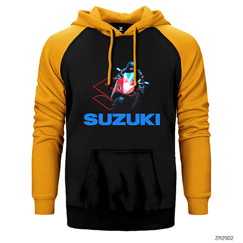 Suzuki Motogp Çift Renk Reglan Kol Sweatshirt / Hoodie