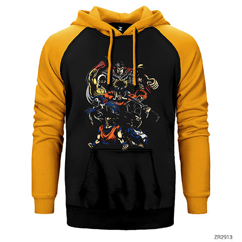 Anime Characters Çift Renk Reglan Kol Sweatshirt / Hoodie