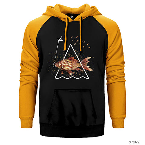 Balık Çift Renk Reglan Kol Sweatshirt / Hoodie