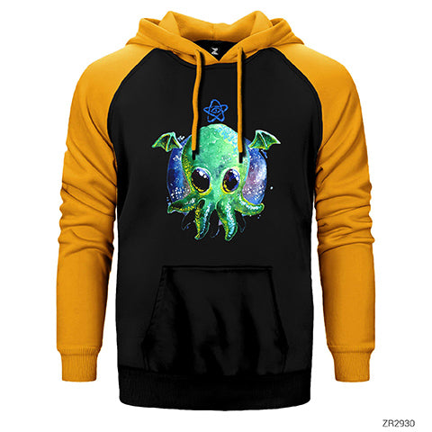 Ahtapot Sevimli Çift Renk Reglan Kol Sweatshirt / Hoodie
